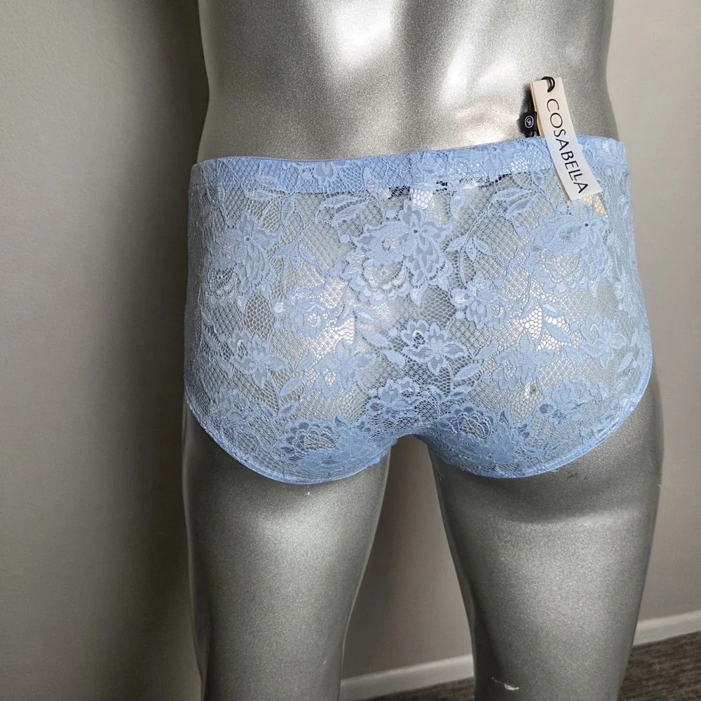 Cosabella Never Say Never Mens Lace Briefs Blue Floral Low Rise Underwear NWT‎